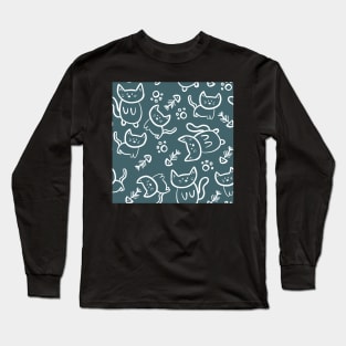 Kitty Cat Doodles Long Sleeve T-Shirt